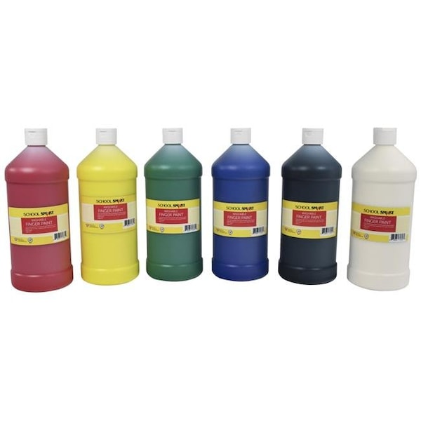 School Smart 2002434 1 qt. Washable Finger Paint; Assorted Primary Color - Set of 6